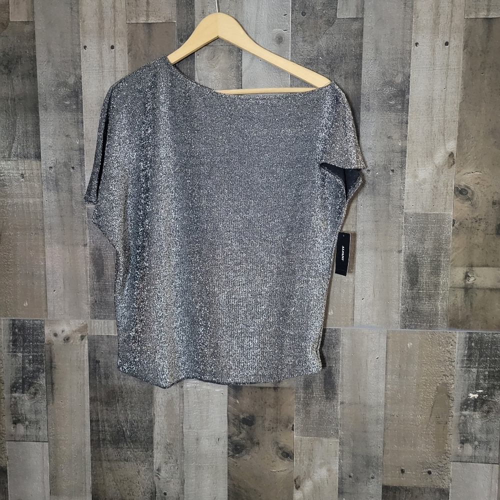 Alfani wide neck metallic top